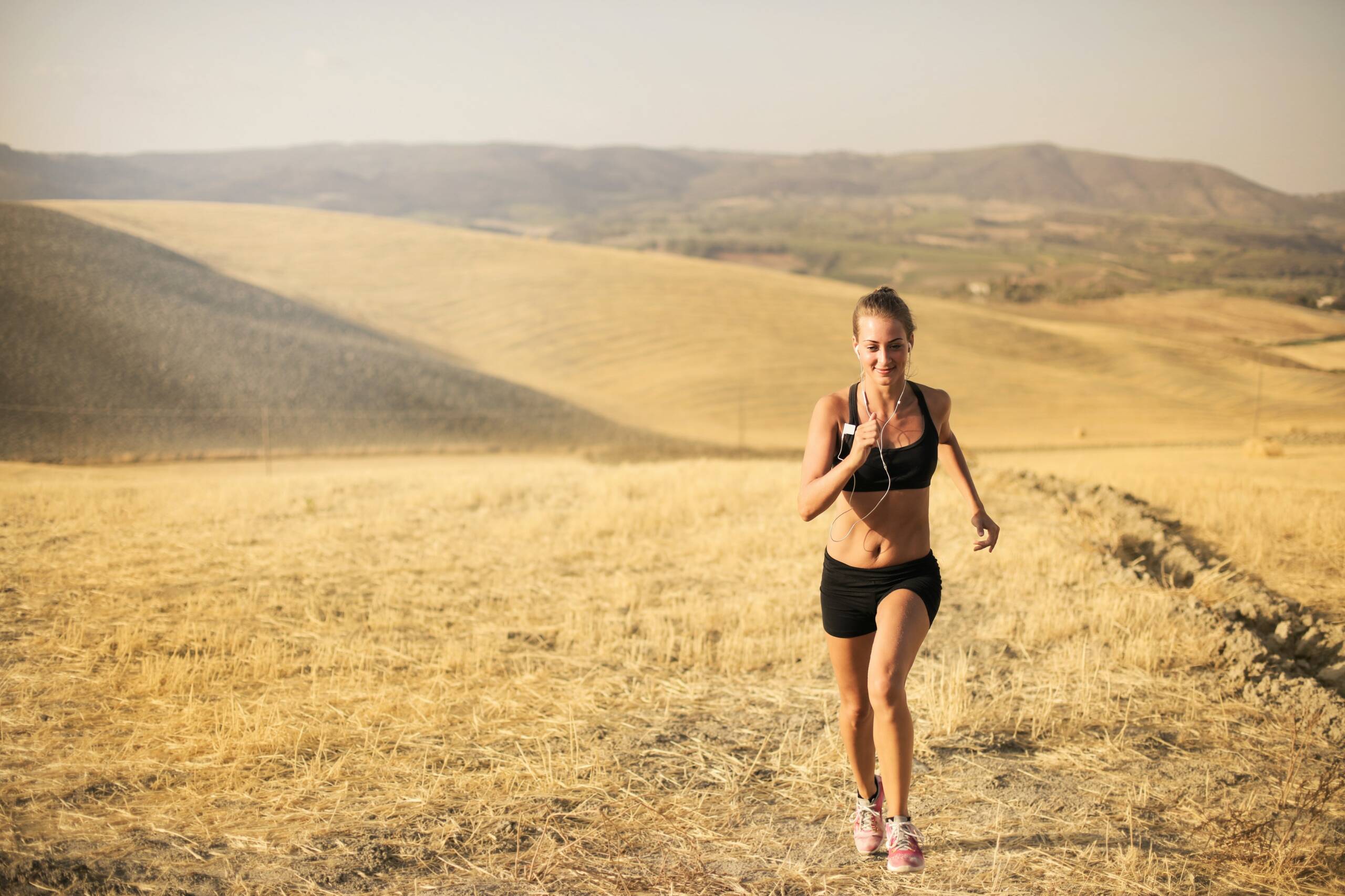 woman running in field