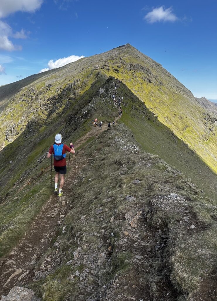 Ultra-Trail Snowdonia running the ridge of the Rhyd Ddu path.