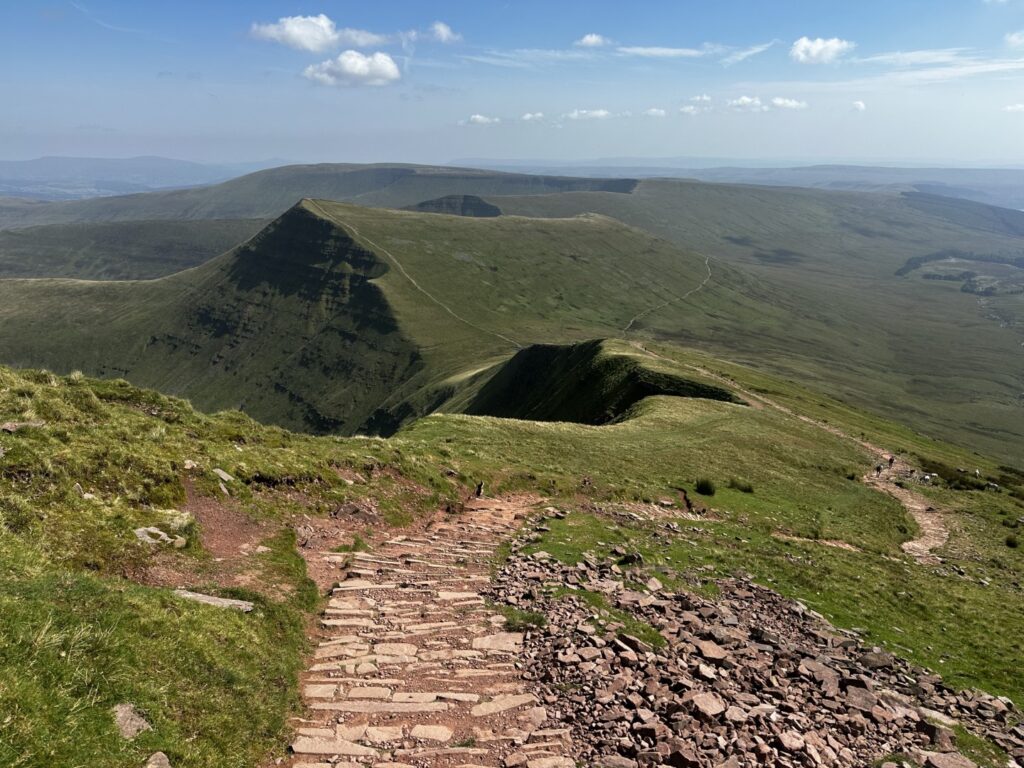 Looking down at the mountains after Pen-y-Fan on the Dragon's Back Race day 5.