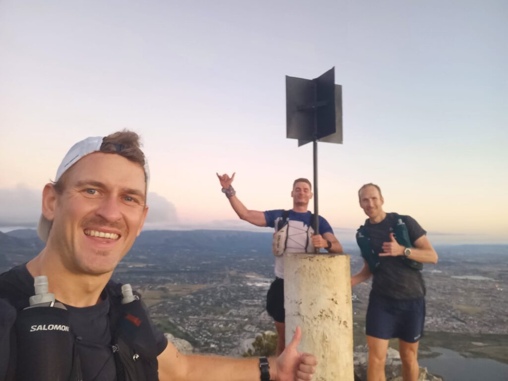 3 of us at the top of Muizenberg Peak on the 13 peaks challenge.